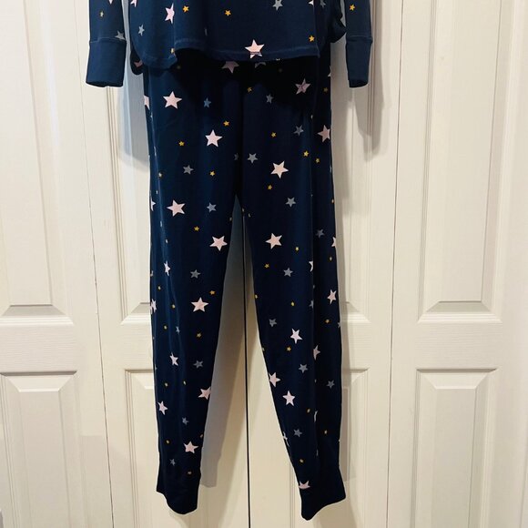 Simply Vera Verawang Sz. Small-Pajama Long Sleeve Set-1/4 Button up -Navy/Pink - Picture 3 of 15